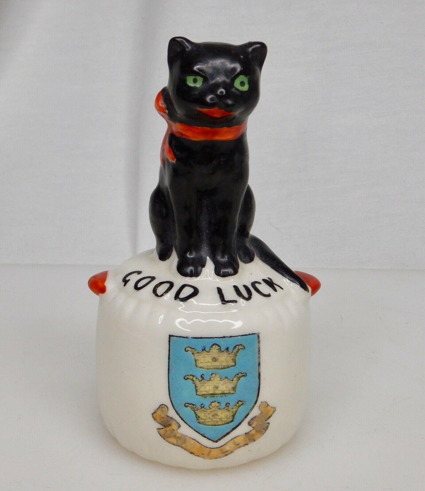 Willow Art Crested China Black Cat Figurine - 84251
