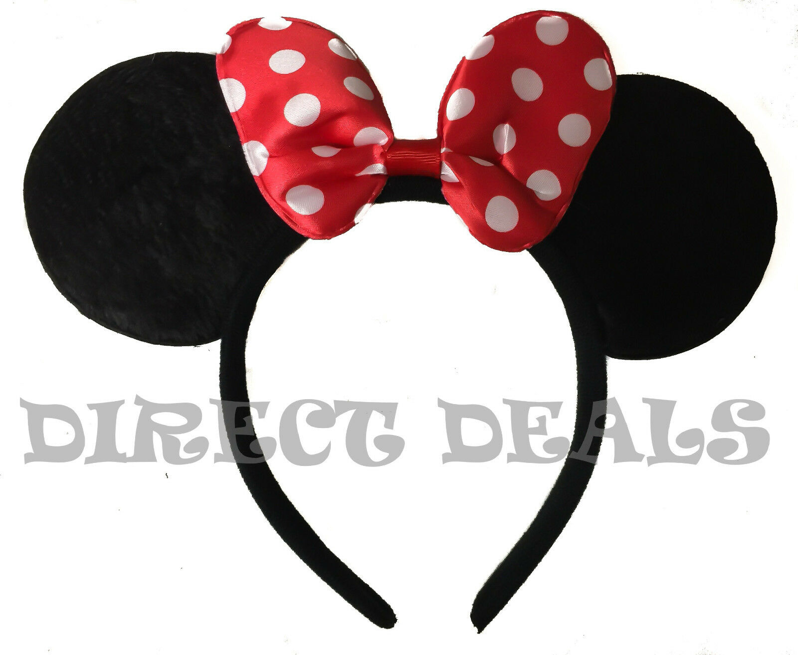 Minnie Mouse Ears Headband Black Red Polka Dot Bow Party Favors Costume Mickey