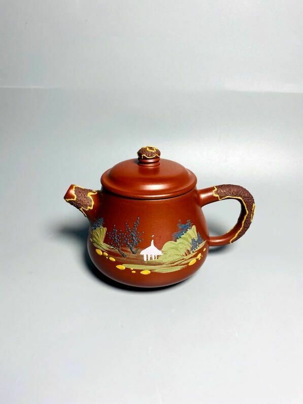 Chinese Exquisite Zisha Clay Teapot Handmade Landscape Tea Pot 200cc Bzs045